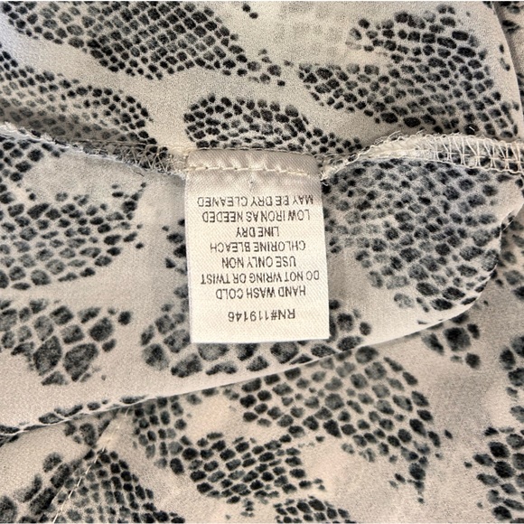 Jodifl Snake Animal Print Sheer Vneck Blouse Black & White Neutral Minimalist - Picture 9 of 10